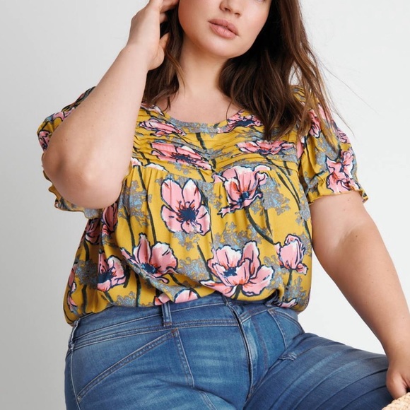 Anthropologie Daniel Rainn Top Olivette Pintucked Floral Flowy Tunic Blouse 2X - Picture 2 of 15